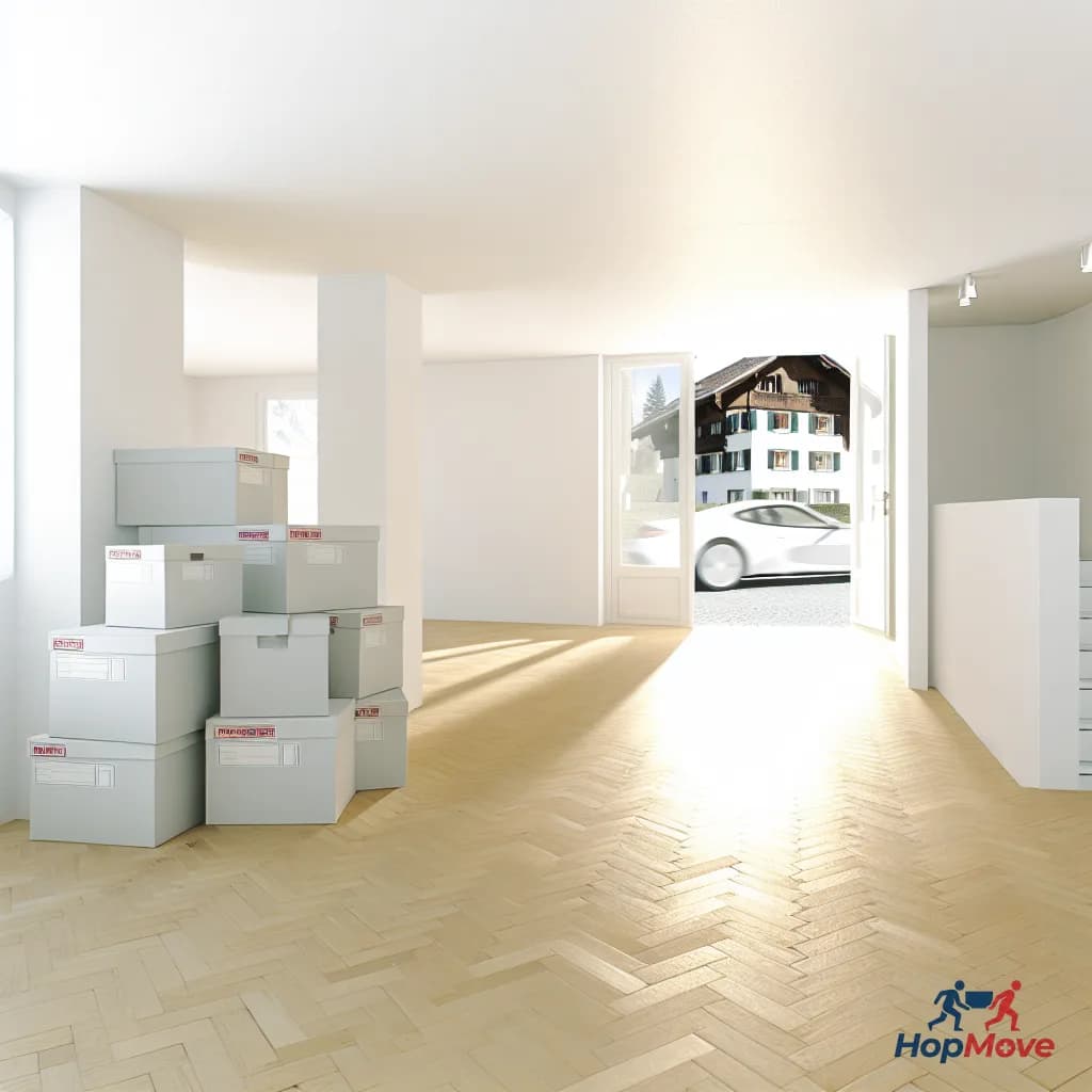Professional movers handling logistics and parking permits in Hermance, Switzerland.