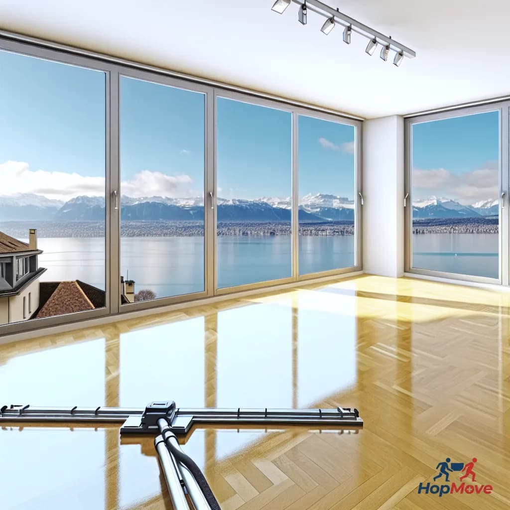 Clean windows being maintained by professionals in a Swiss residence